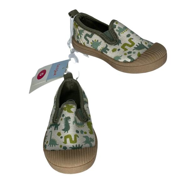 Cat & Jack NWT Dinosaurs Print Tennis Shoes Green and Beige Size 5 Toddler - Picture 5 of 10